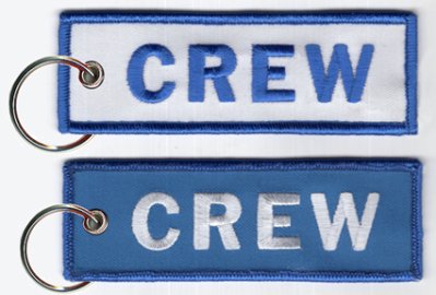 CREW avainperä (sinivalkoinen)
